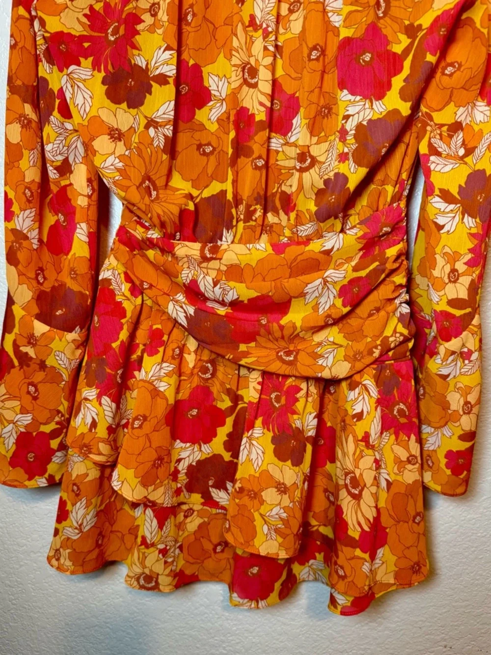 House of Harlow 1960 X Revolve Uriah Floral Mini Dress Orange Yellow Ted Size XS